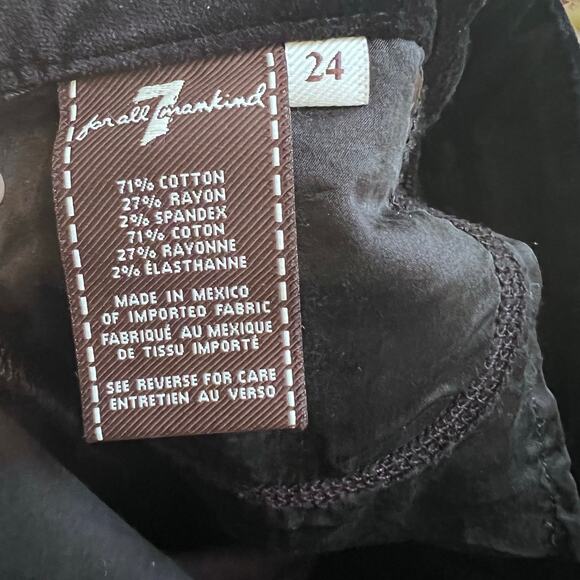 7 For All Mankind Black Velvet Flared Jean Women's Size 24 Boho Festival Denim - Picture 6 of 7